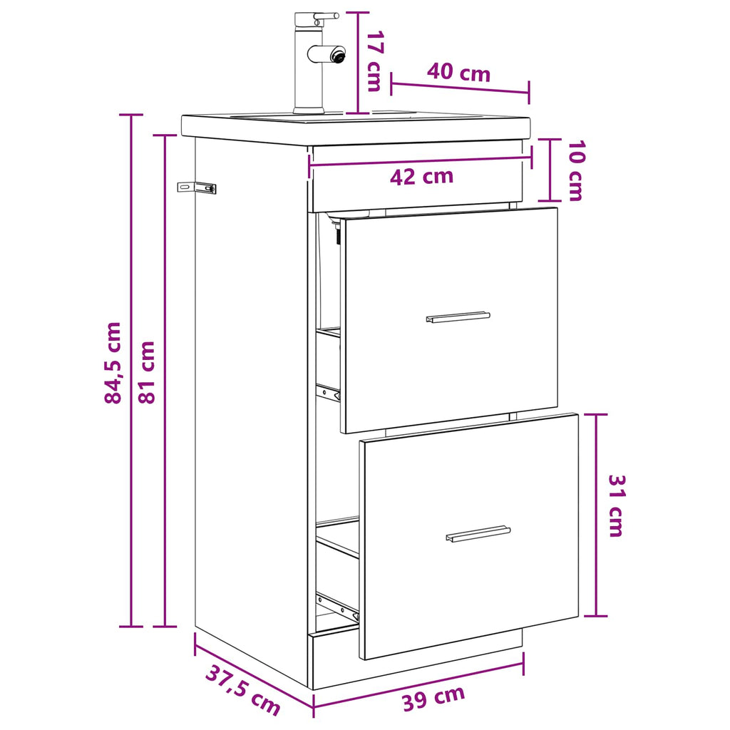 Badezimmerschrank mit Waschbecken Artisan-Eiche
