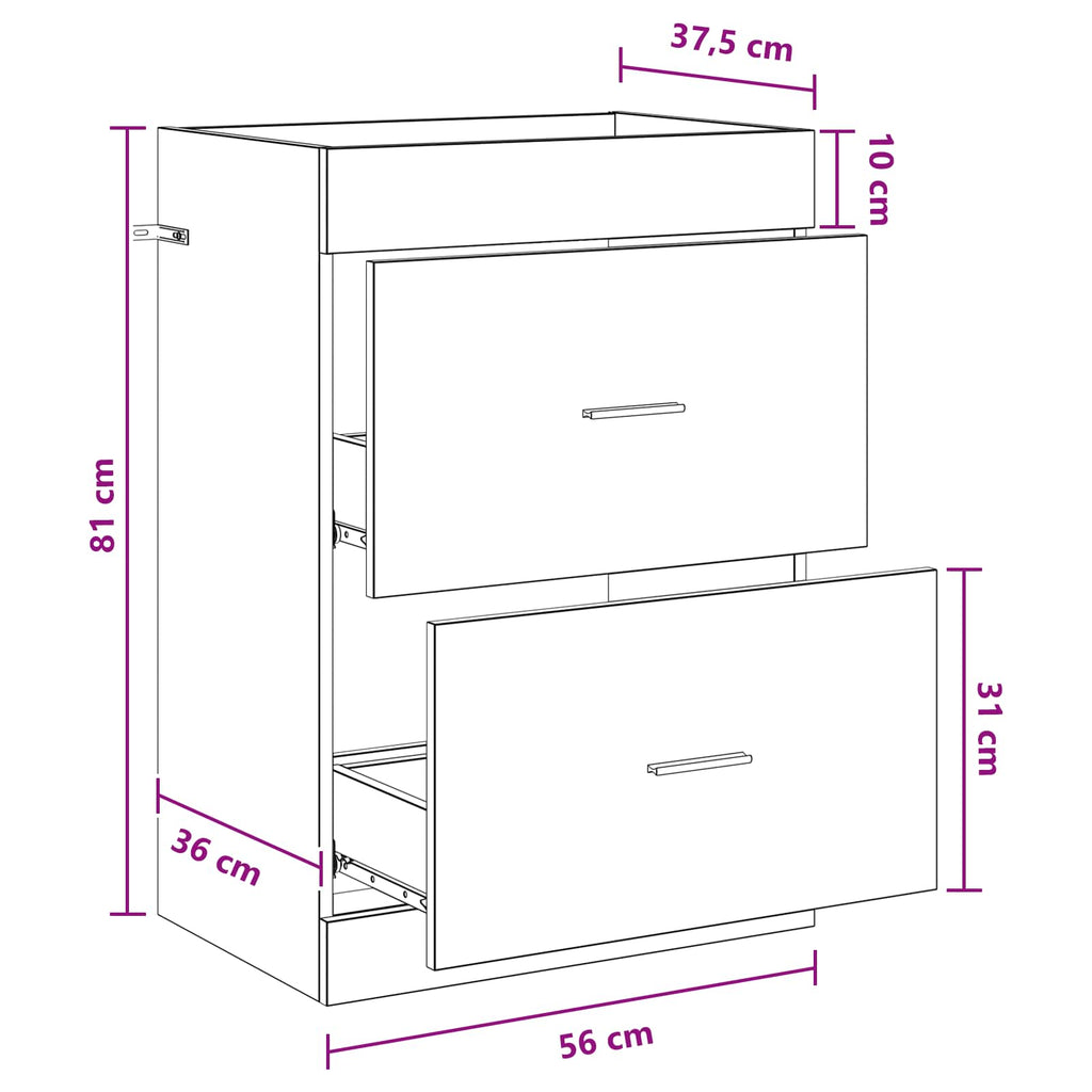 Badunterschrank Altholz 56 x 37,5 x 81 cm Holzwerkstoff