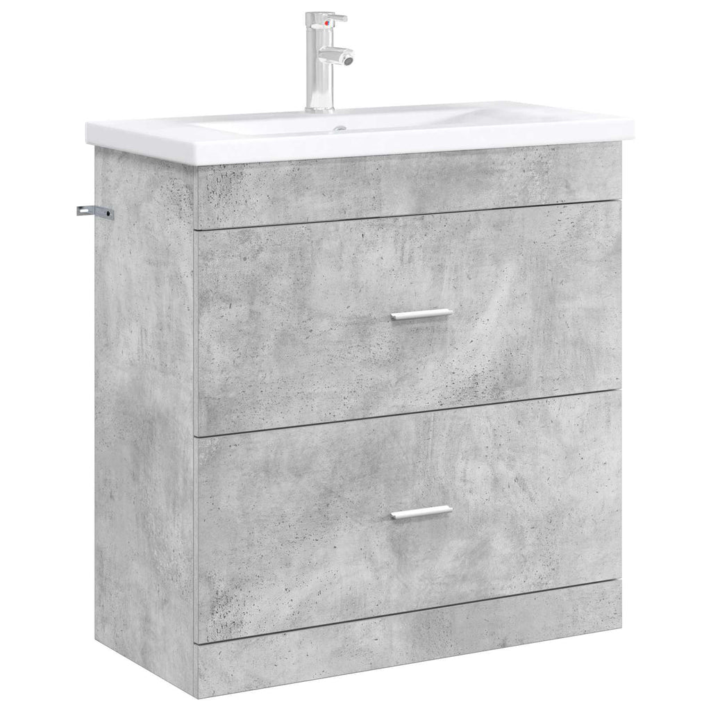 Badunterschrank Betongrau 78,5 x 37,5 x 81 cm Holzwerkstoff