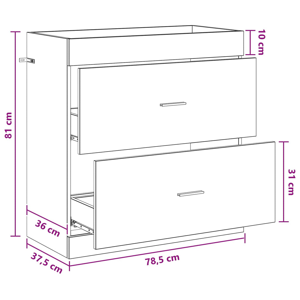 Badunterschrank Geräucherte Eiche 78,5 x 37,5 x 81 cm