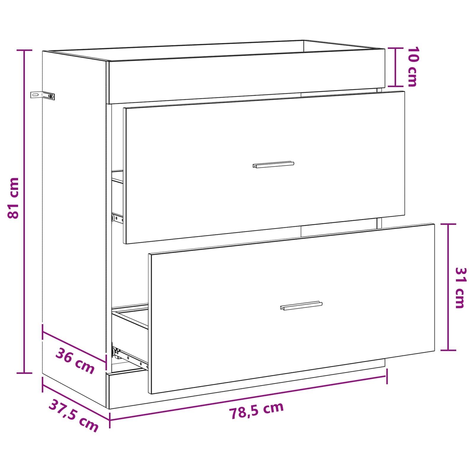 Badunterschrank Artisan-Eiche 78,5 x 37,5 x 81 cm Holzwerkstoff