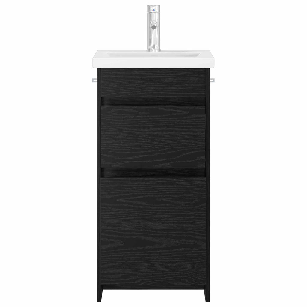 Badezimmerschrank mit Waschbecken Schwarze Eiche