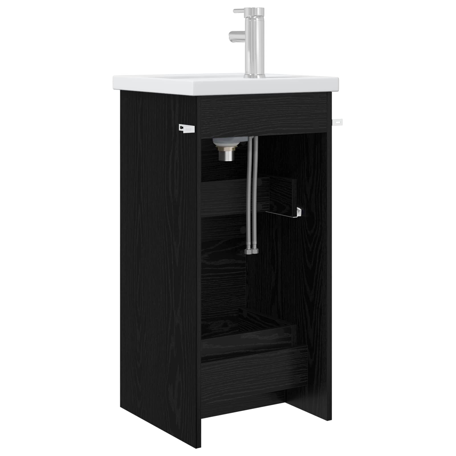 Badezimmerschrank mit Waschbecken Schwarze Eiche