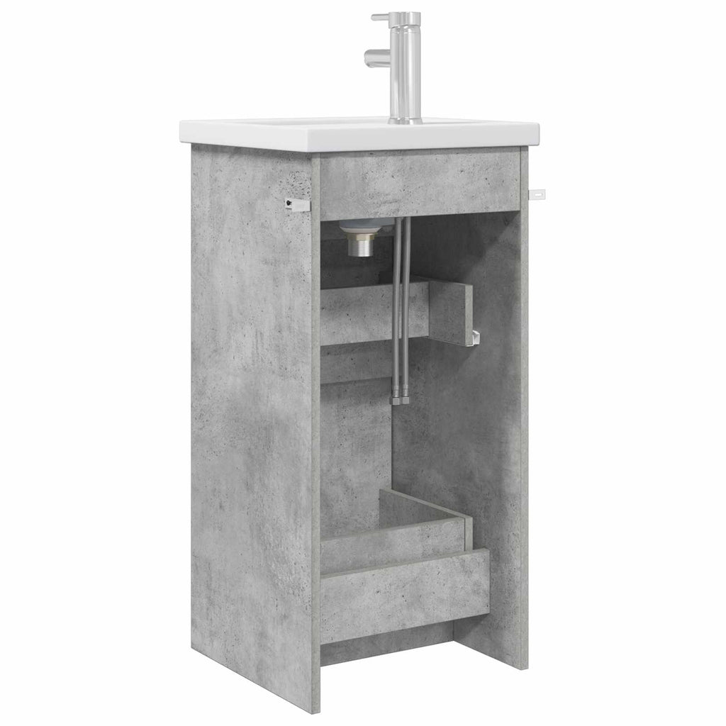 Badezimmerschrank mit Waschbecken Betongrau 42 x 40 x 84,5 cm