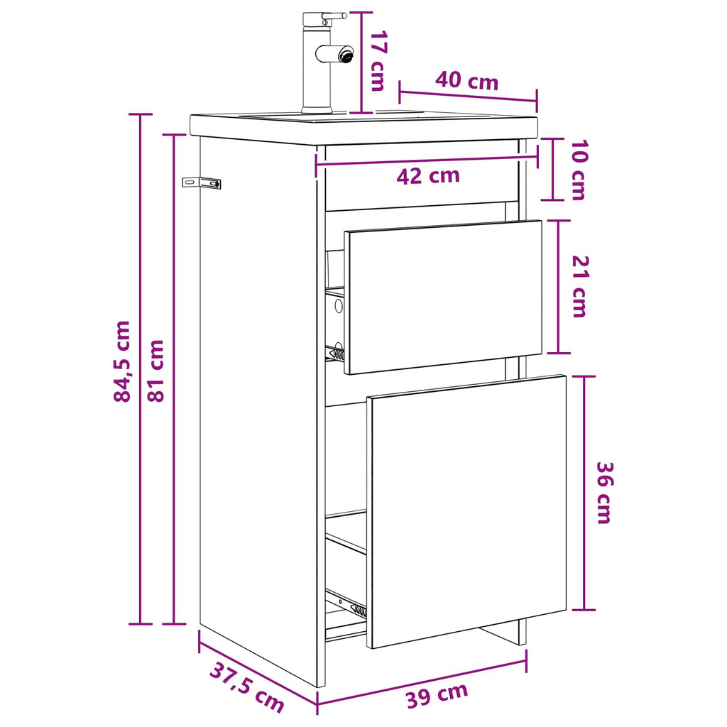 Badezimmerschrank mit Waschbecken Artisan-Eiche