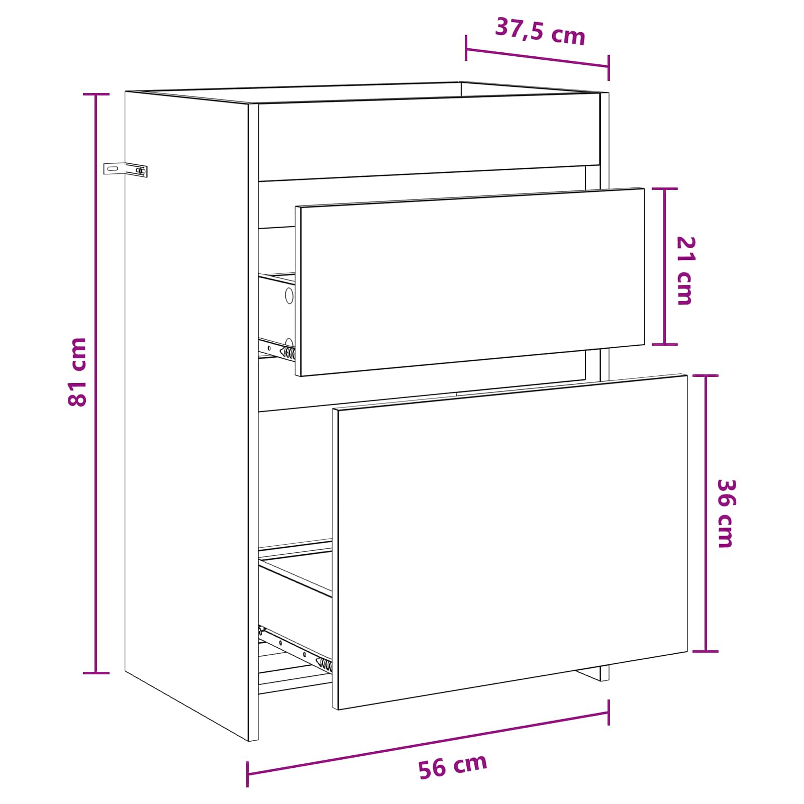 Badunterschrank Sonoma-Eiche 56 x 37,5 x 81 cm Holzwerkstoff
