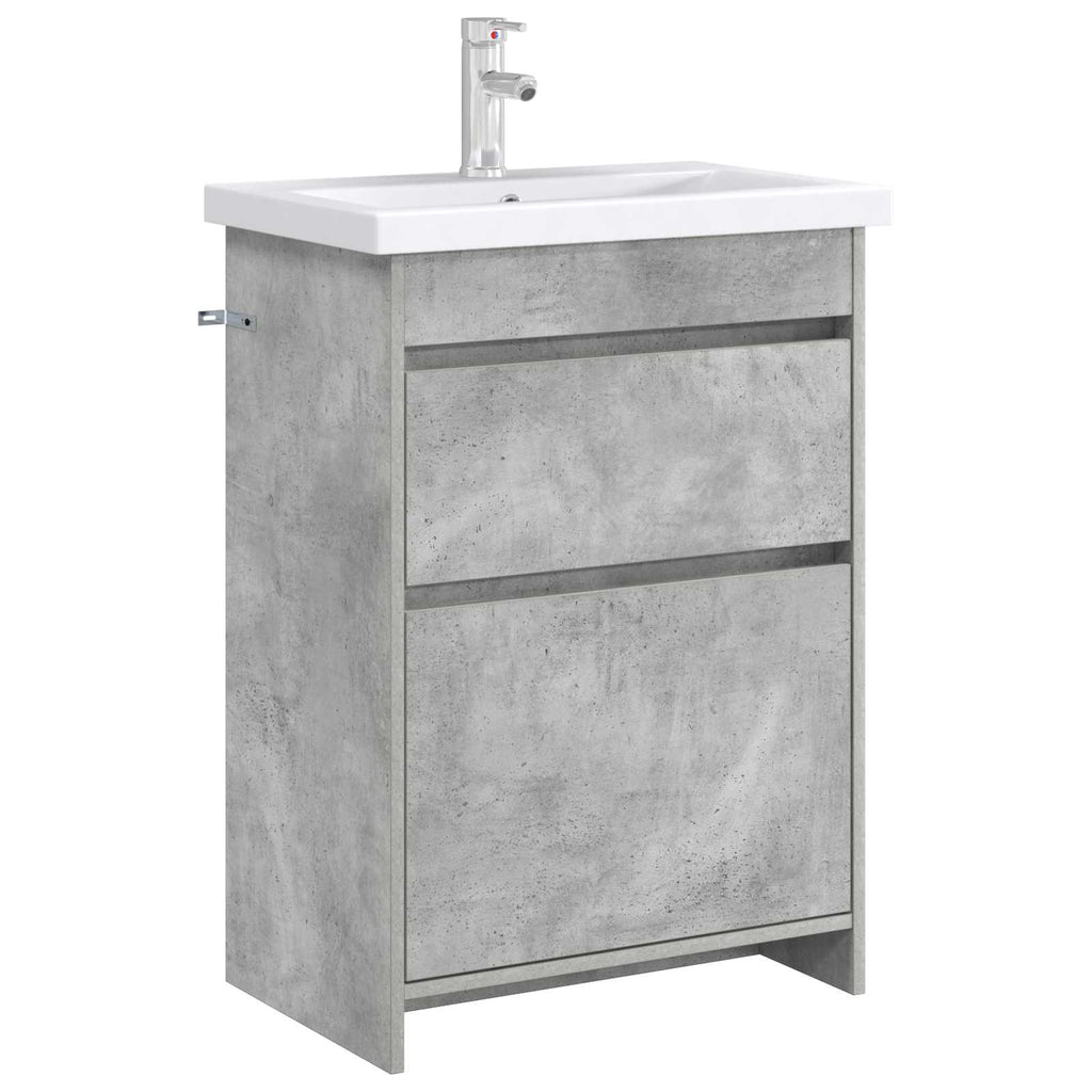 Badunterschrank Betongrau 56 x 37,5 x 81 cm Holzwerkstoff