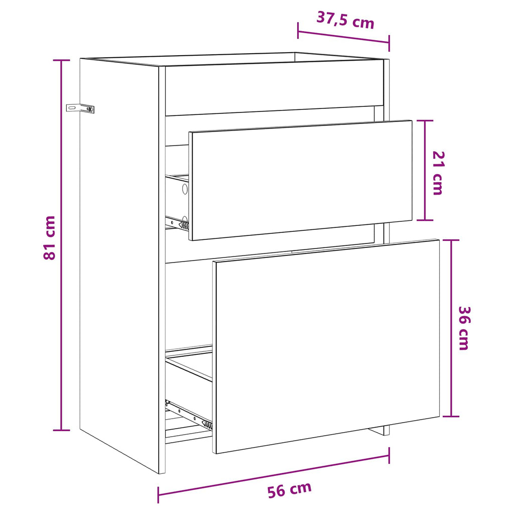 Badunterschrank Grau Sonoma 56 x 37,5 x 81 cm Holzwerkstoff