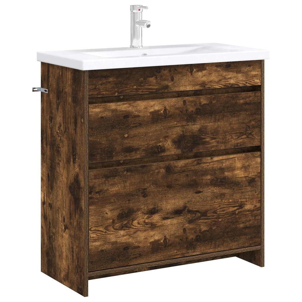 Badunterschrank Geräucherte Eiche 78,5 x 37,5 x 81 cm