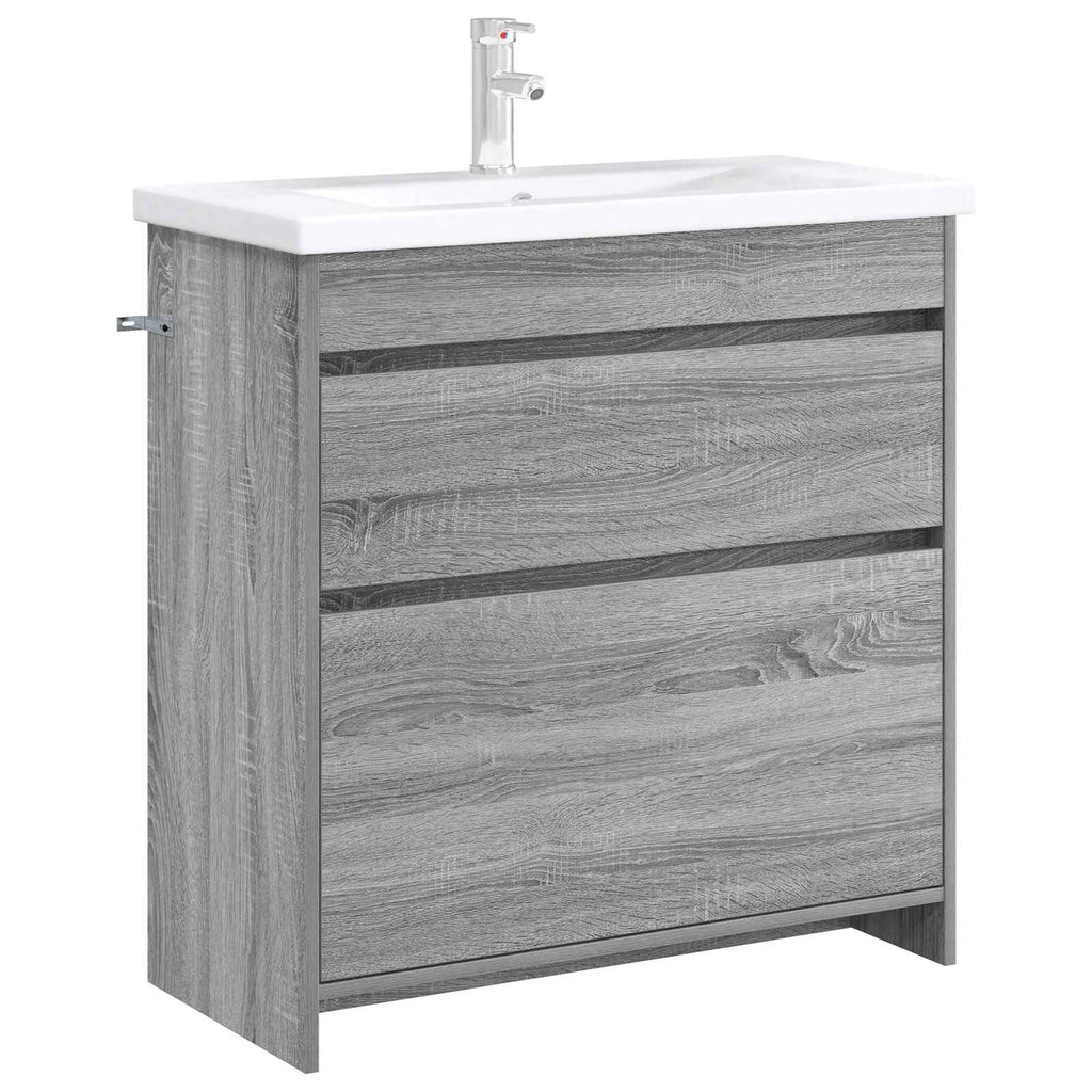 Badunterschrank Grau Sonoma 78,5 x 37,5 x 81 cm Holzwerkstoff