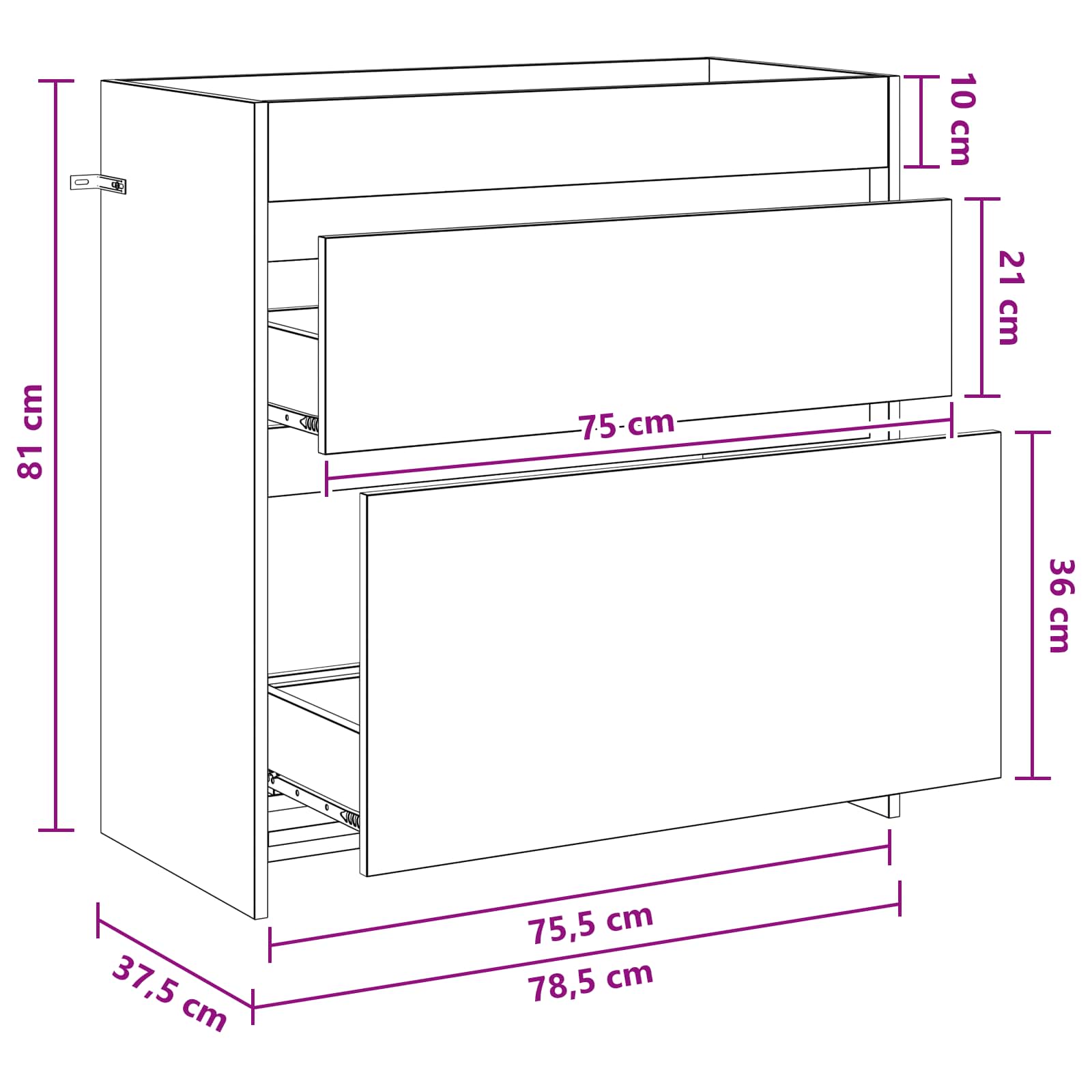 Badunterschrank Altholz 78,5 x 37,5 x 81 cm Holzwerkstoff