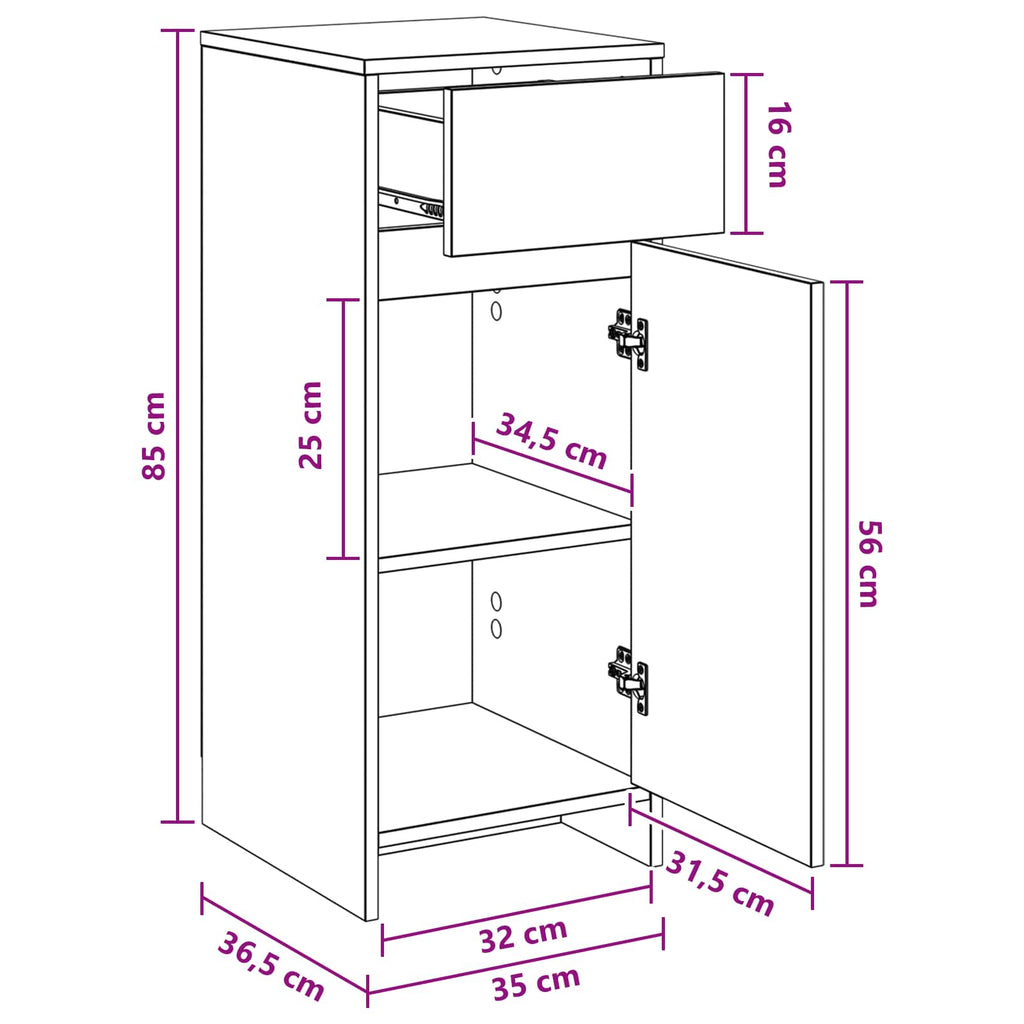 Badezimmerschrank Weiß 35 x 36,5 x 85 cm Holzwerkstoff