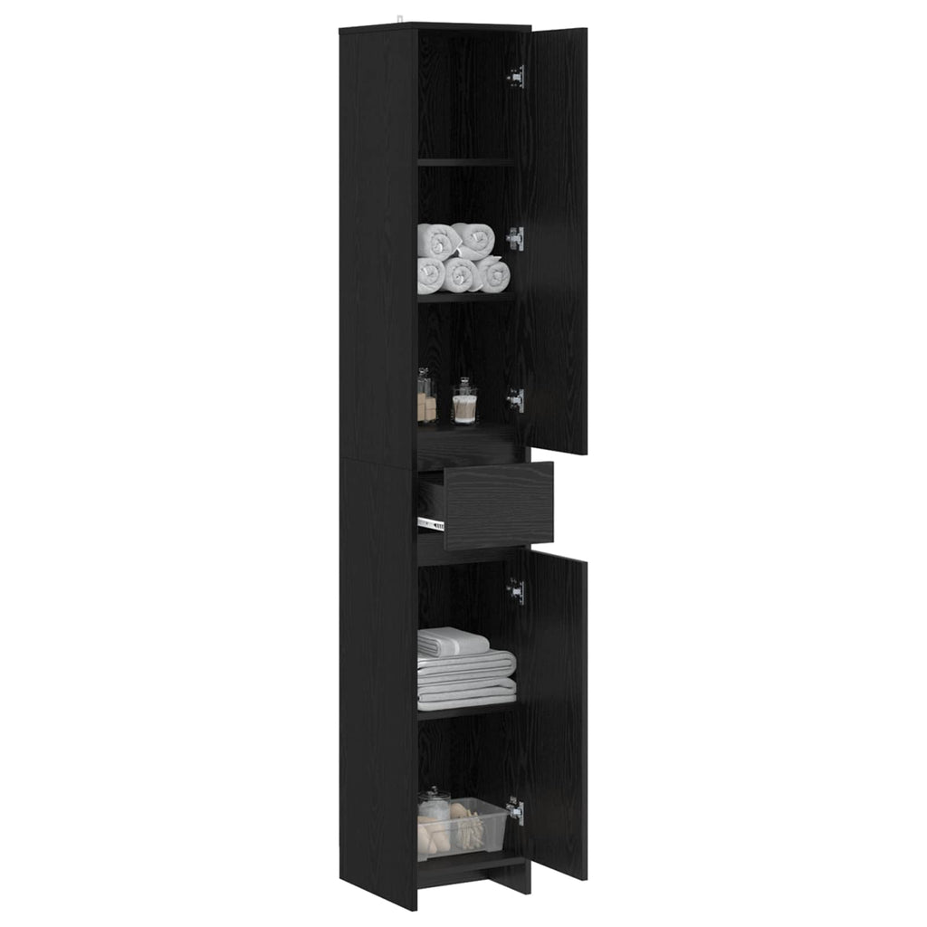 Badezimmerschrank Schwarze Eiche 30 x 33 x 190 cm Holzwerkstoff