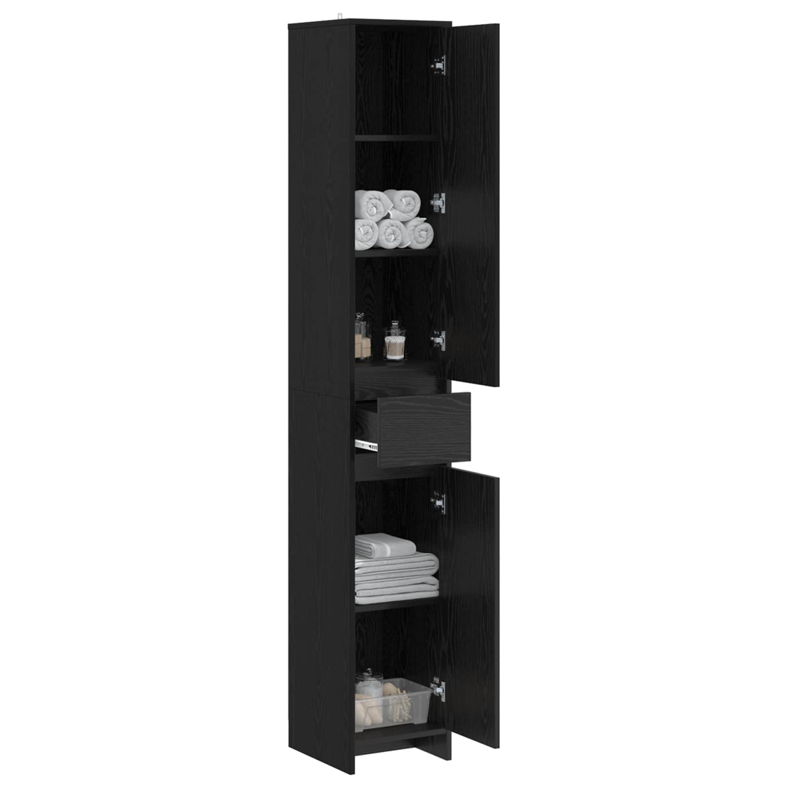 Badezimmerschrank Schwarze Eiche 30 x 33 x 190 cm Holzwerkstoff