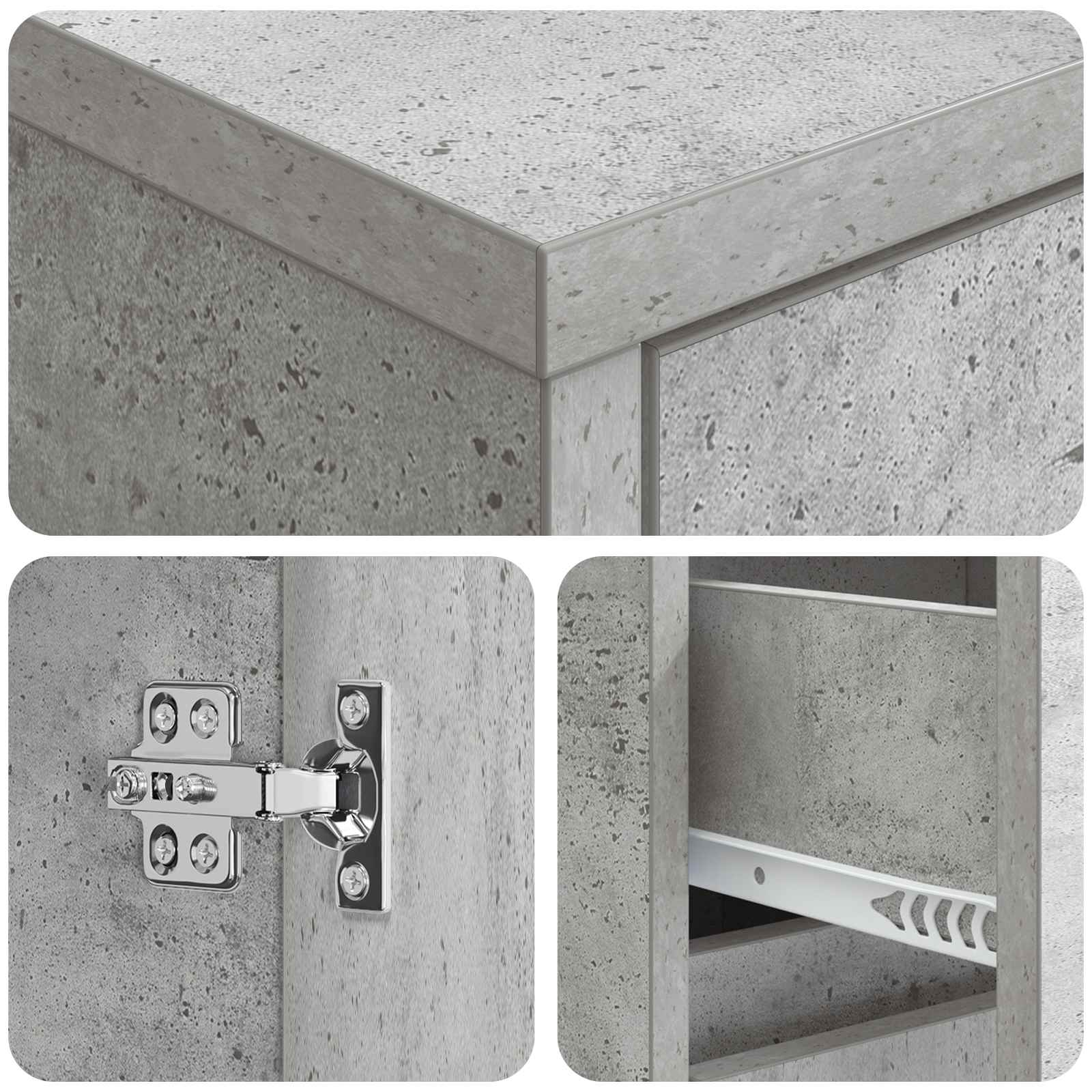 Badezimmerschrank Betongrau 30 x 33 x 190 cm Holzwerkstoff
