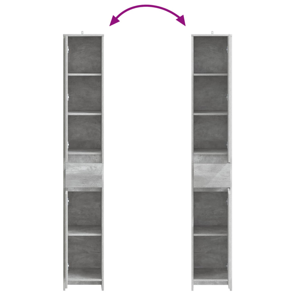 Badezimmerschrank Betongrau 30 x 33 x 190 cm Holzwerkstoff