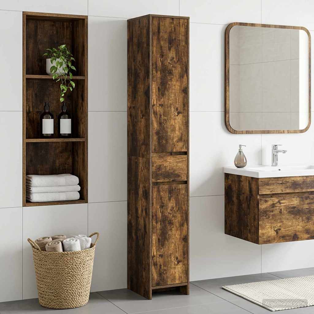 Badezimmerschrank Geräucherte Eiche 30 x 33 x 190 cm