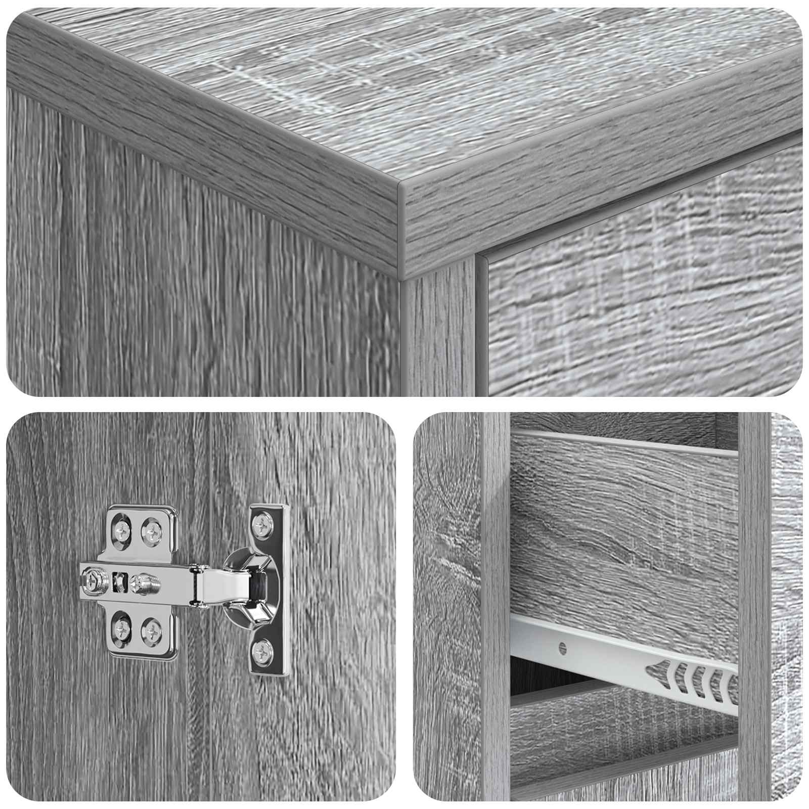 Badezimmerschrank Grau Sonoma 30 x 33 x 190 cm Holzwerkstoff