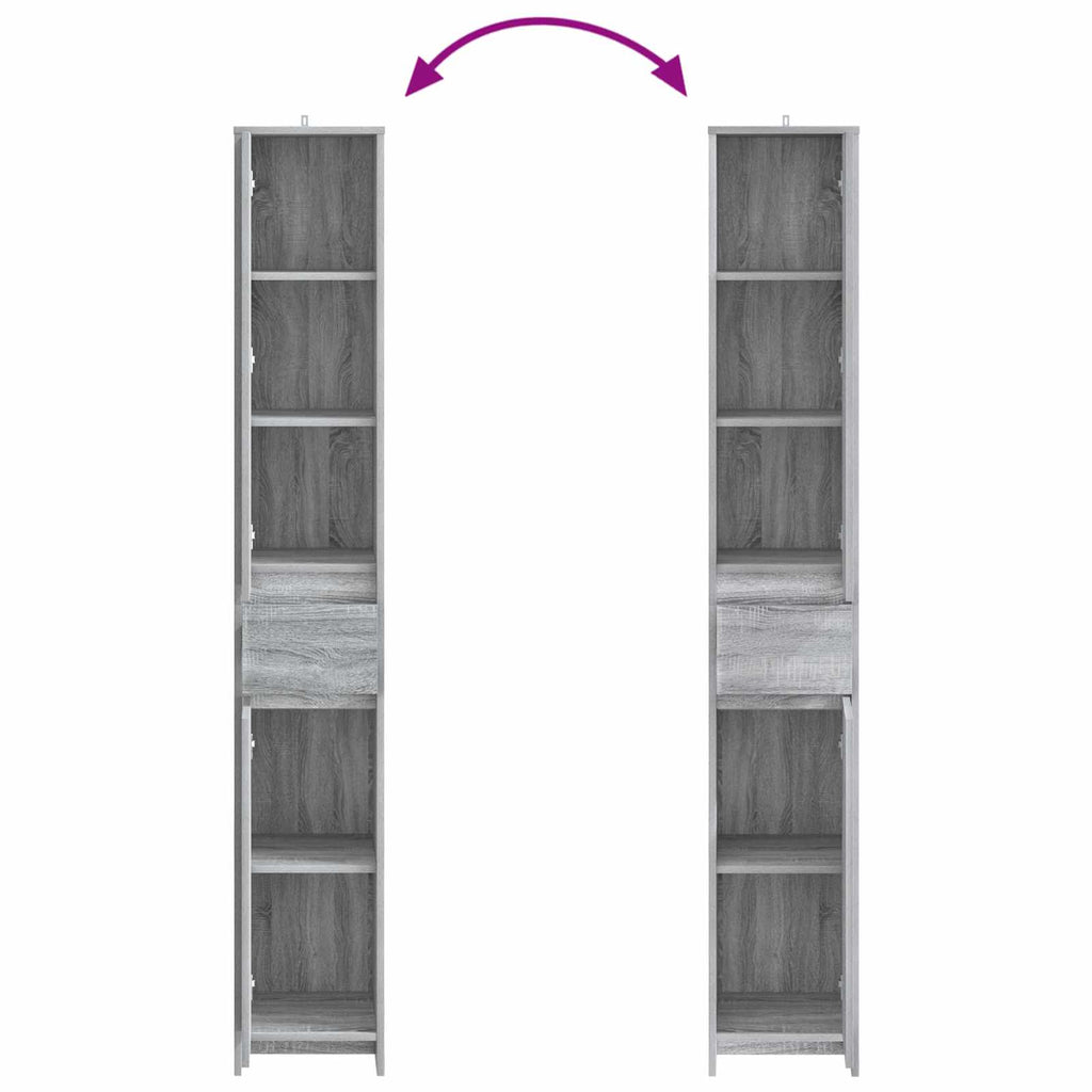 Badezimmerschrank Grau Sonoma 30 x 33 x 190 cm Holzwerkstoff