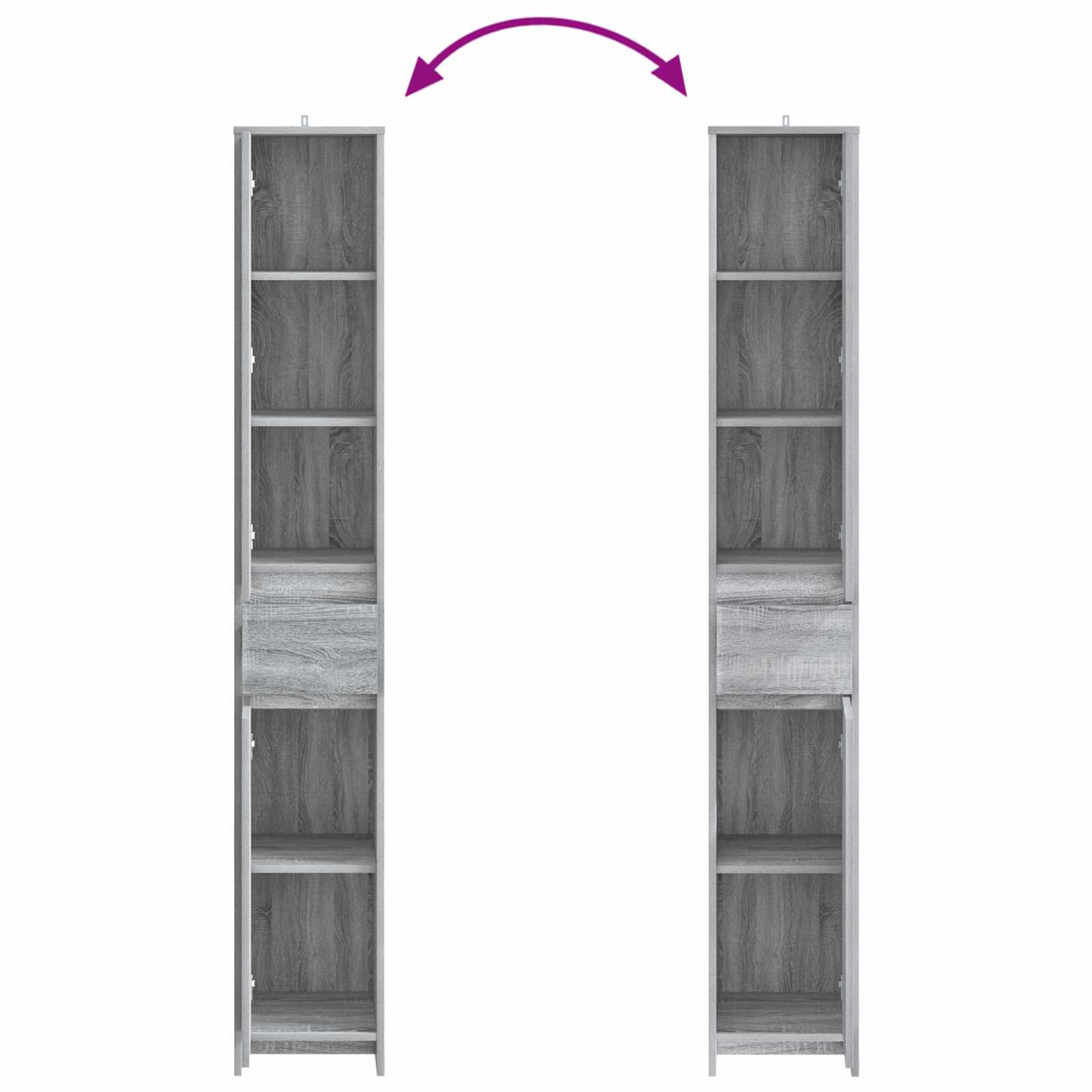 Badezimmerschrank Grau Sonoma 30 x 33 x 190 cm Holzwerkstoff