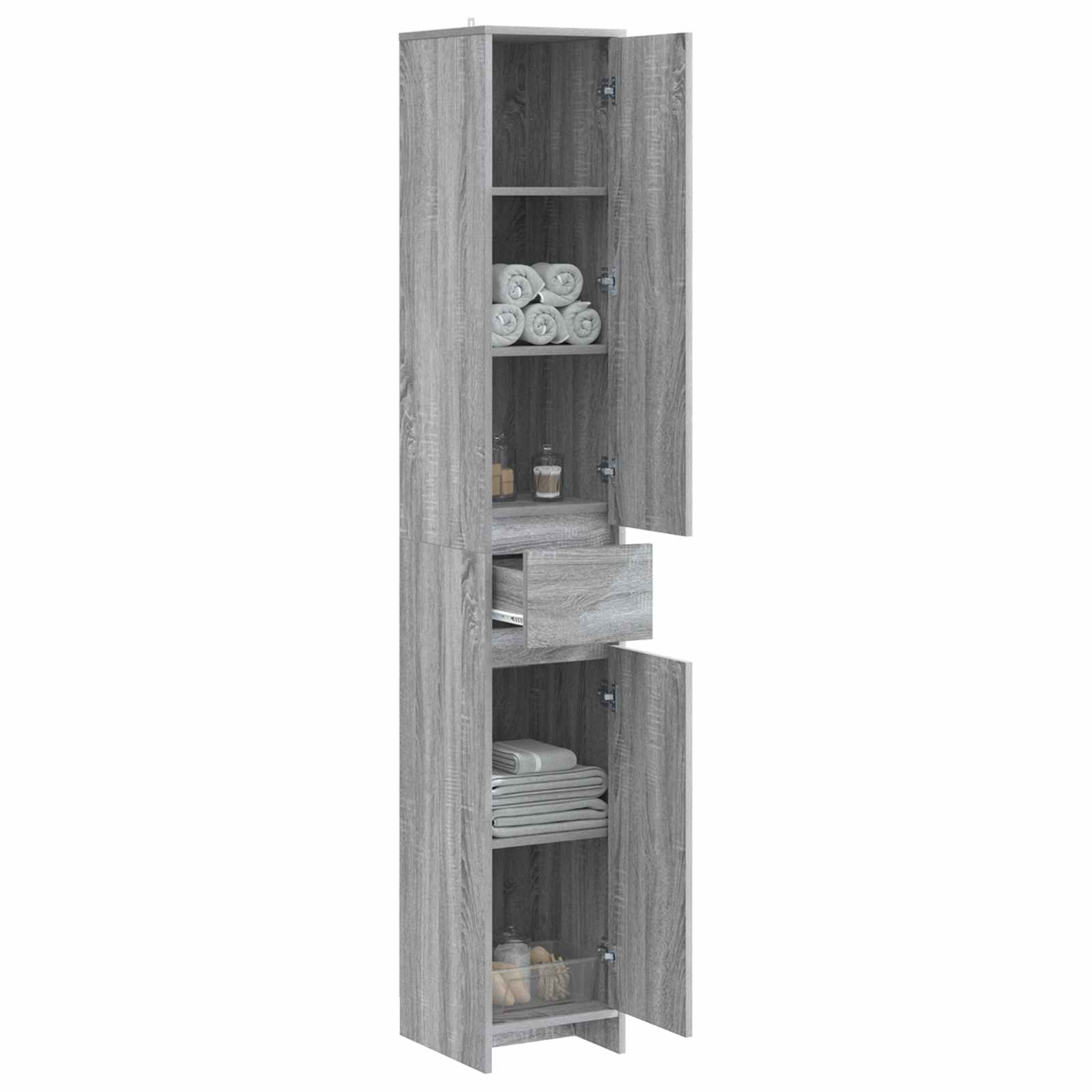 Badezimmerschrank Grau Sonoma 30 x 33 x 190 cm Holzwerkstoff