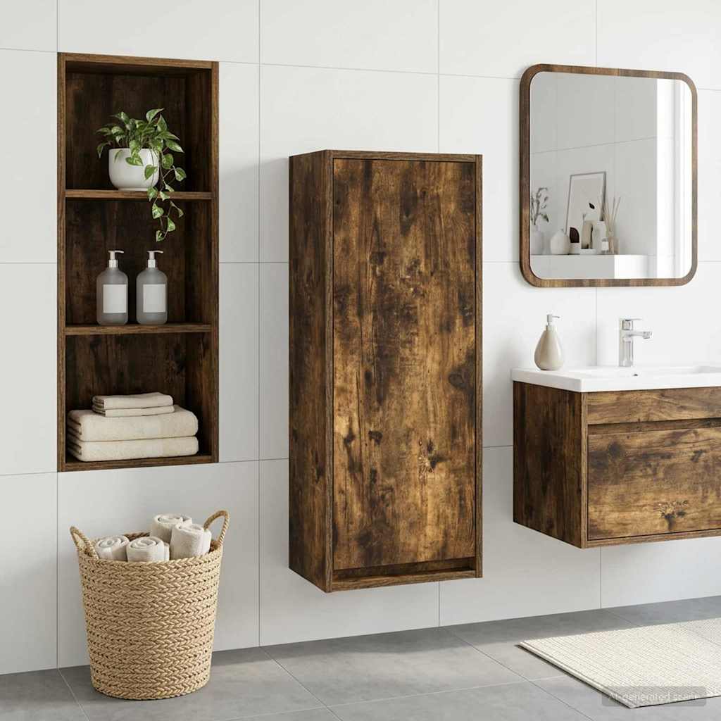 Wandmontierte Waschbecken-Vanität Geräucherte Eiche
