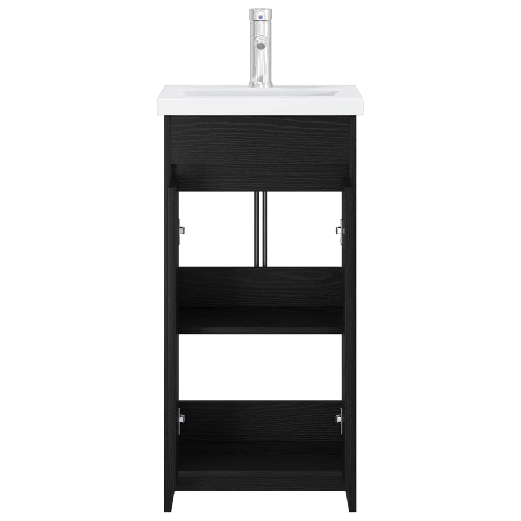 Badezimmerschrank mit Waschbecken Schwarze Eiche