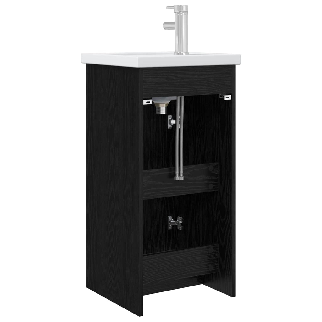 Badezimmerschrank mit Waschbecken Schwarze Eiche