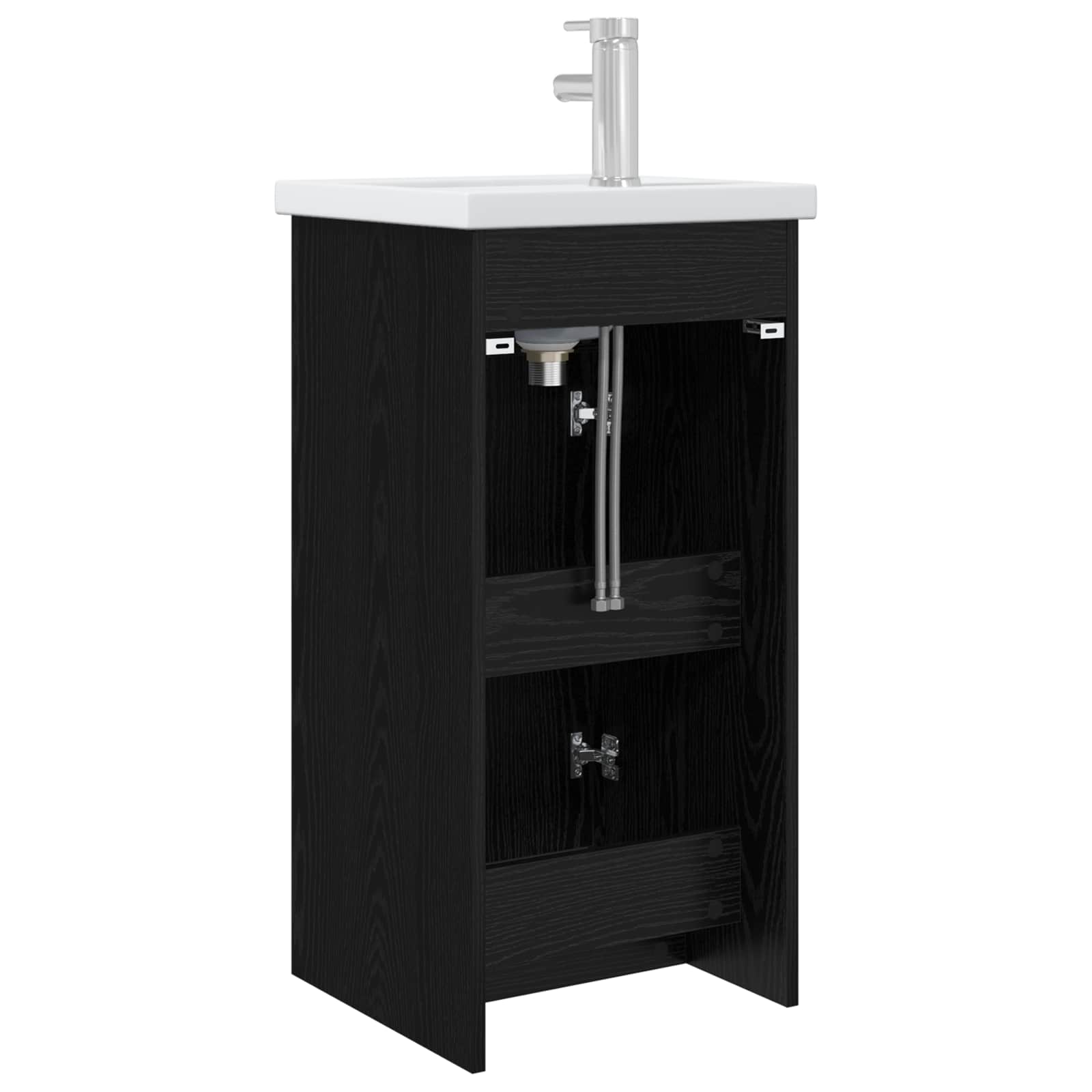 Badezimmerschrank mit Waschbecken Schwarze Eiche