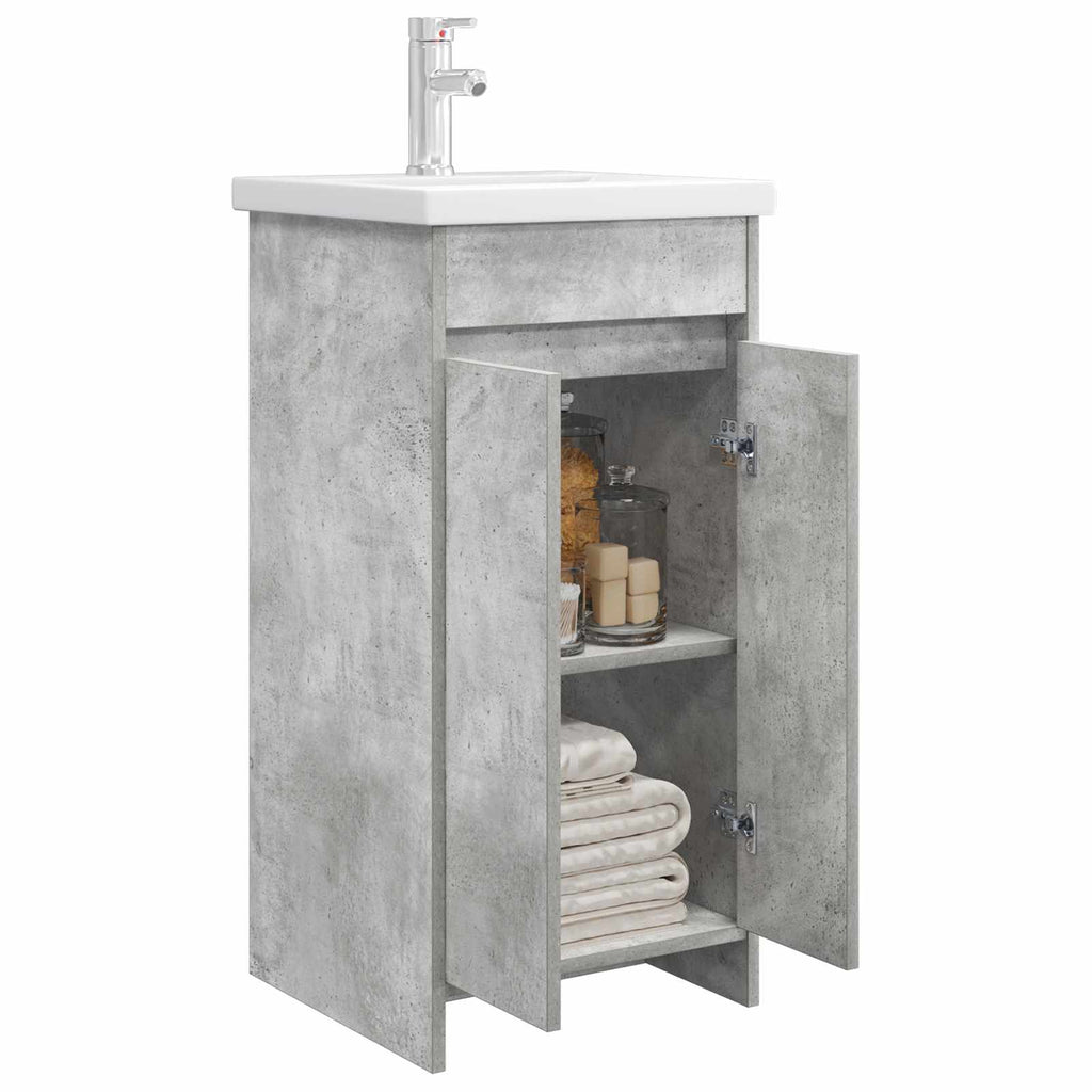 Badezimmerschrank mit Waschbecken Betongrau 42 x 40 x 84,5 cm