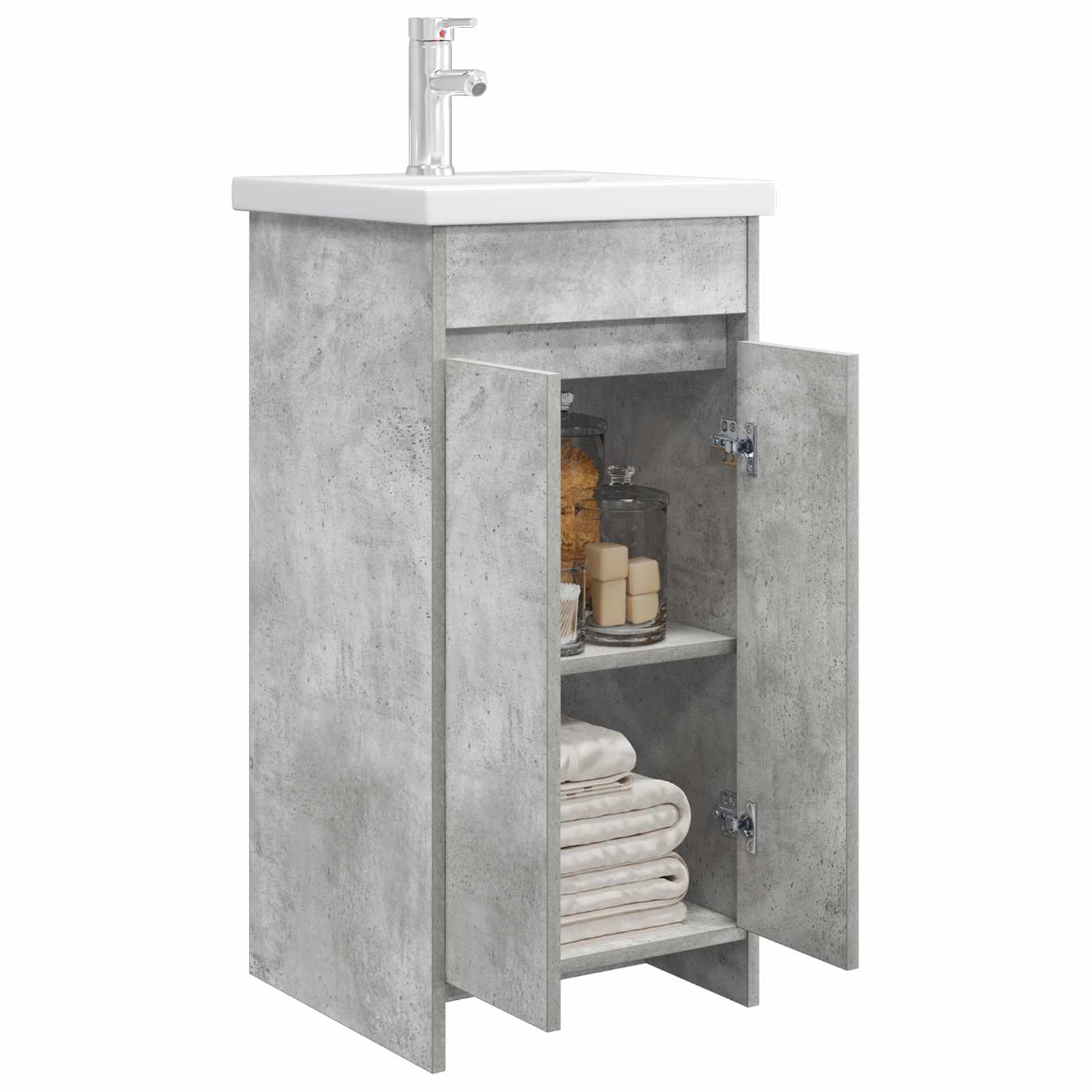 Badezimmerschrank mit Waschbecken Betongrau 42 x 40 x 84,5 cm