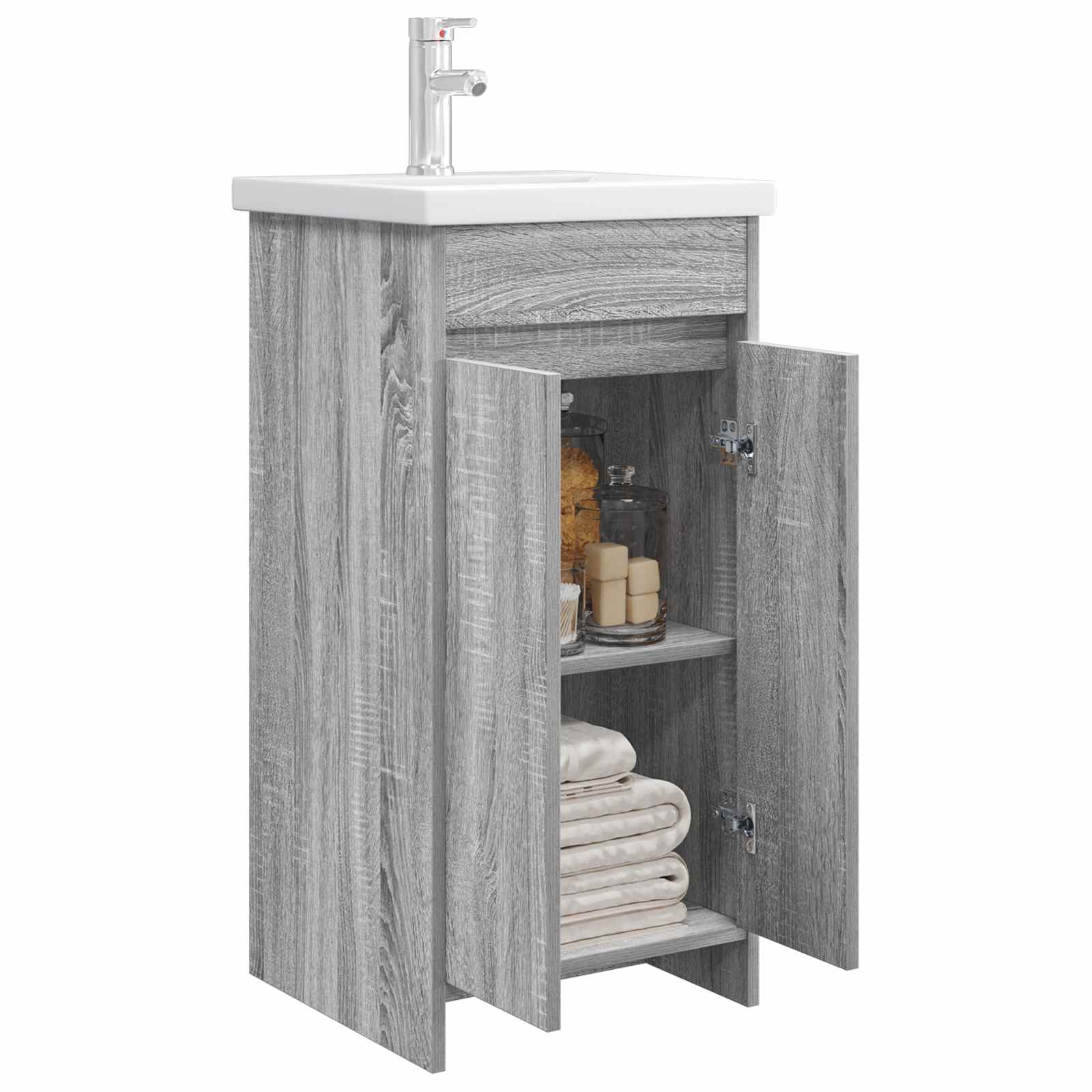 Badezimmerschrank mit Waschbecken Grau Sonoma 42 x 40 x 84,5 cm