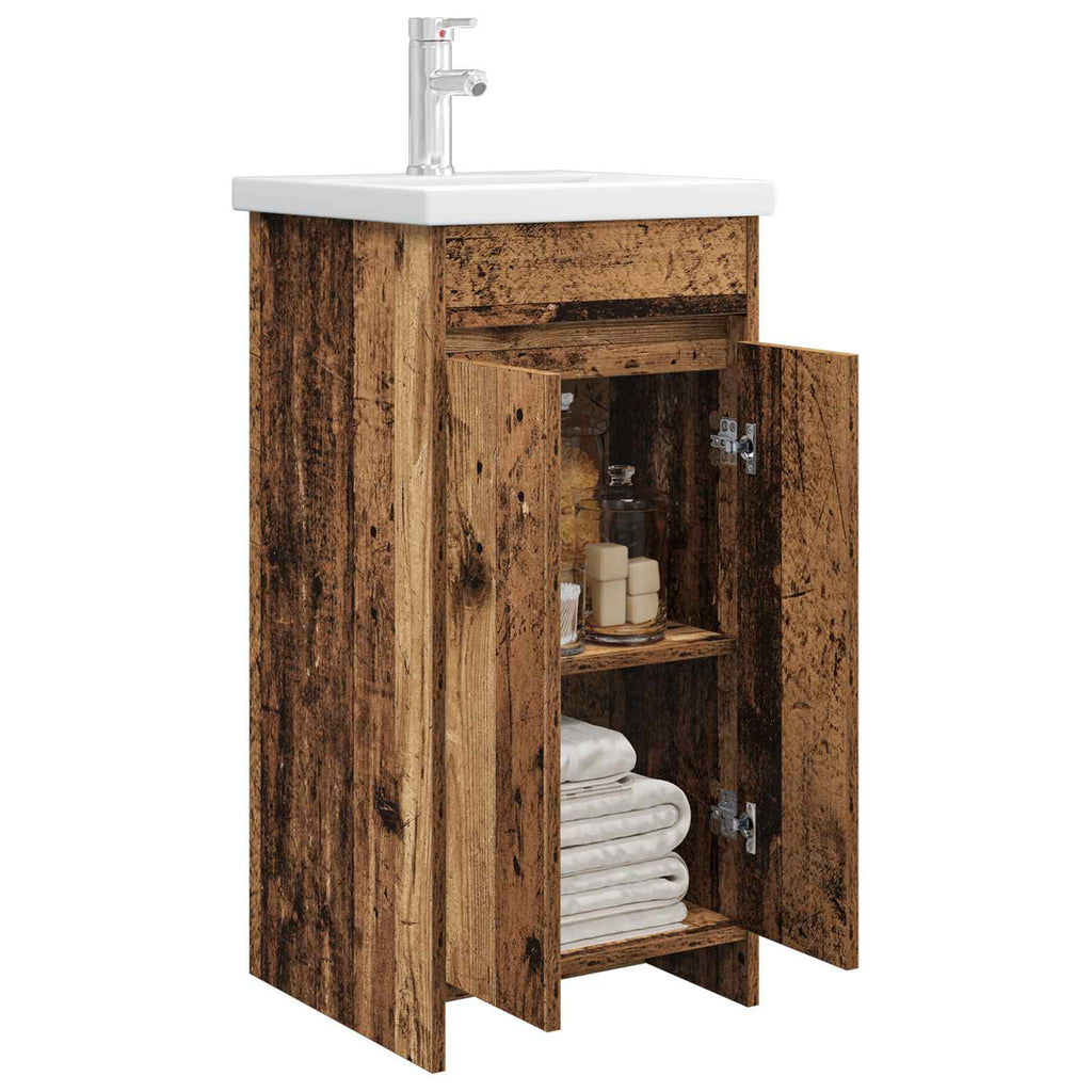 Badezimmerschrank mit Waschbecken Altholz 42 x 40 x 84,5 cm