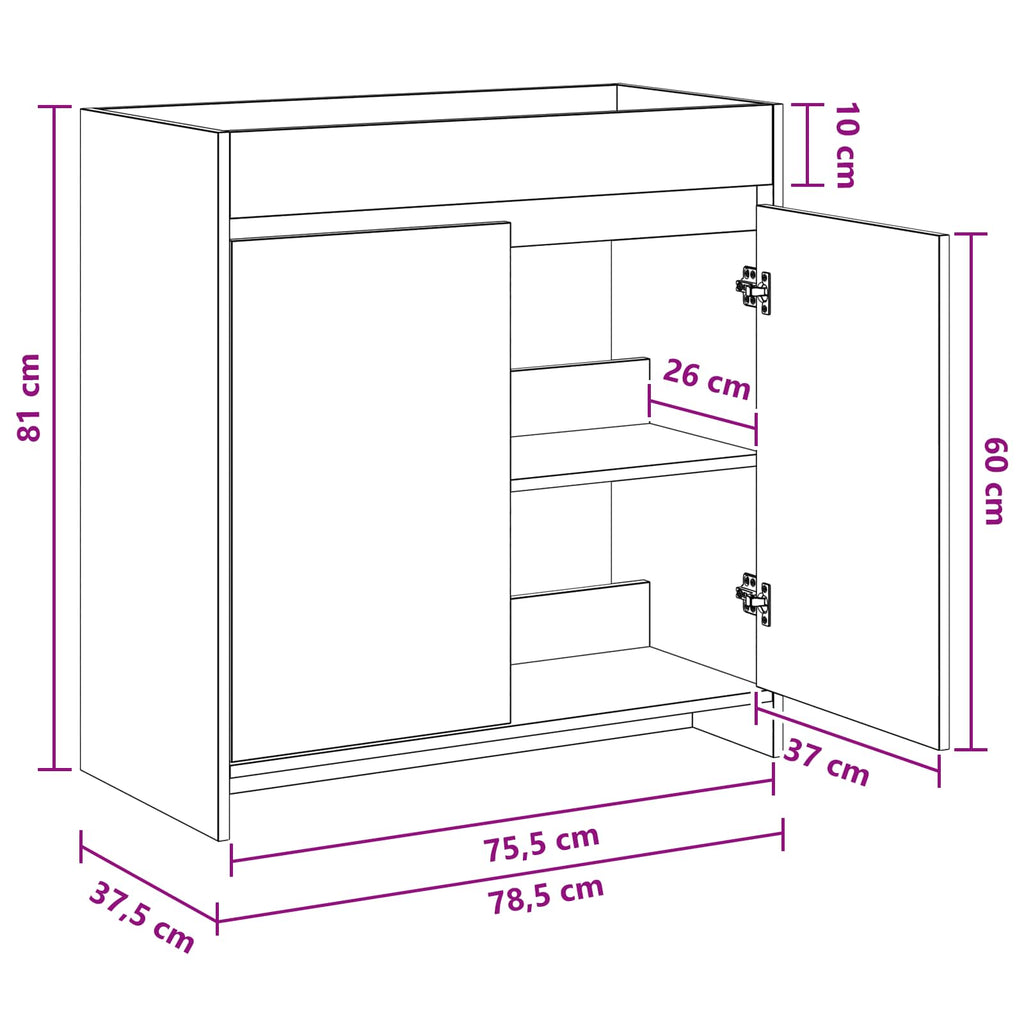 Badunterschrank Weiß 78,5 x 37,5 x 81 cm Holzwerkstoff