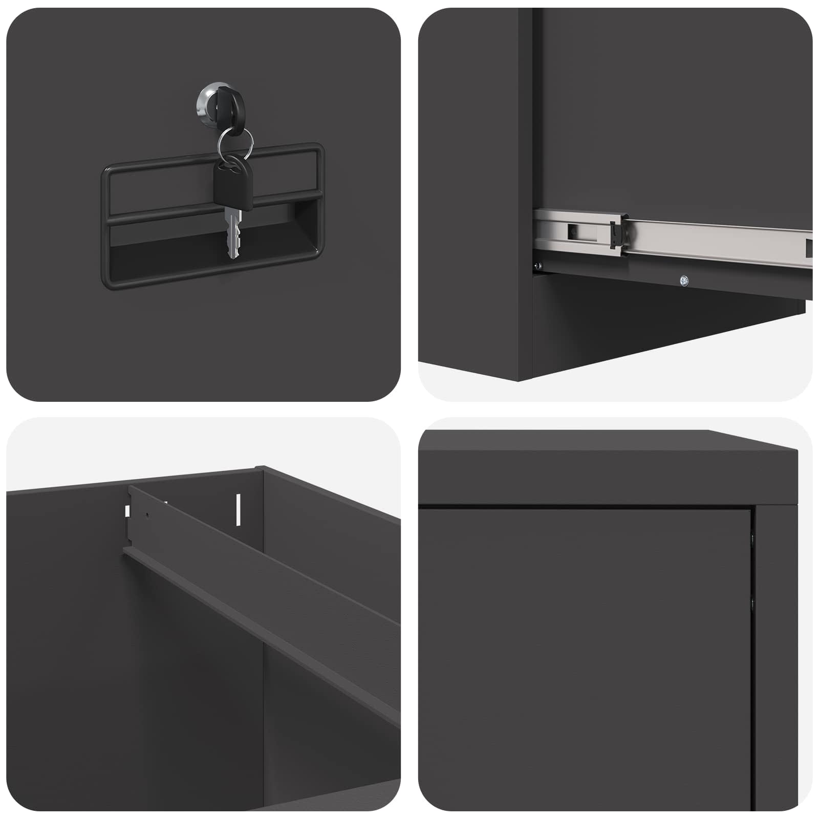 Aktenschrank 2 pcs Schwarz 44 x 50 x 139 cm Kaltgewalzter Stahl