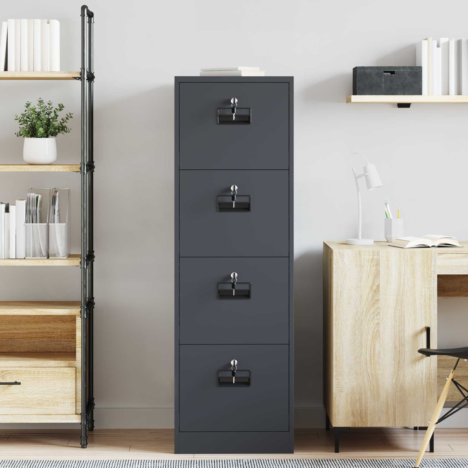 Aktenschrank mit Schubladen 2 pcs Anthrazit 44 x 50 x 139 cm