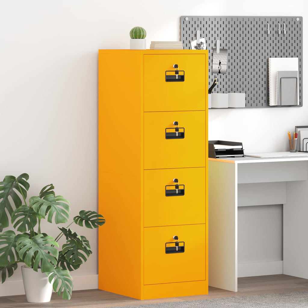 Aktenschrank mit Schubladen 2 pcs Senfgelb 44 x 50 x 139 cm