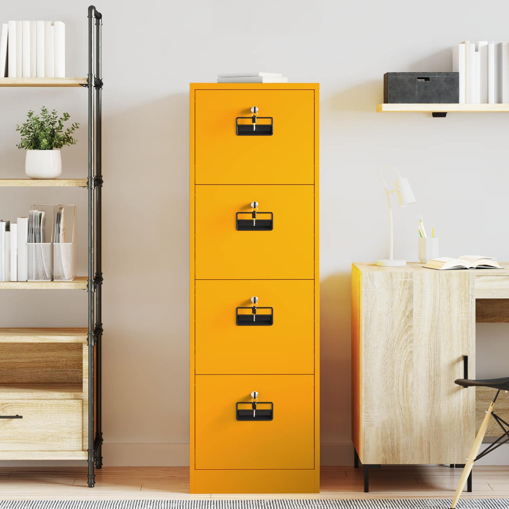 Aktenschrank mit Schubladen 2 pcs Senfgelb 44 x 50 x 139 cm
