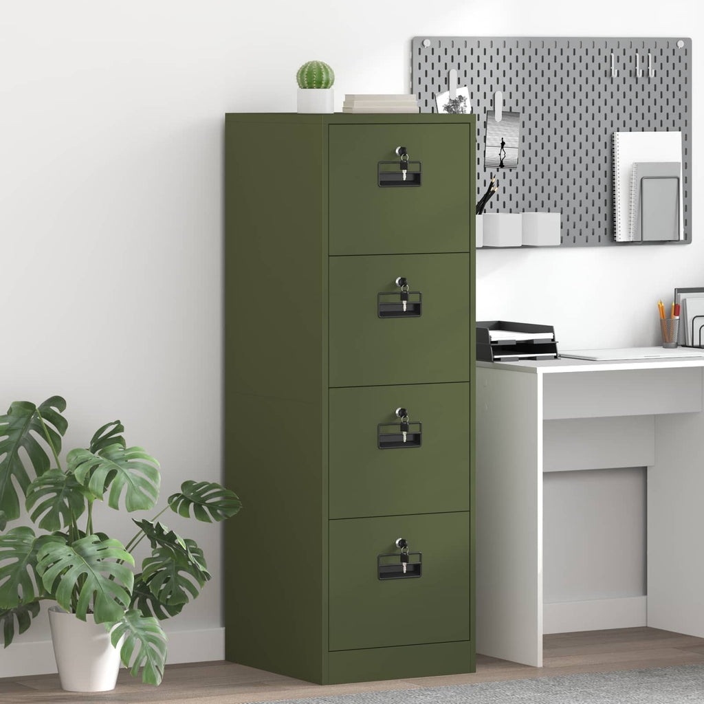 Aktenschrank mit Schubladen 2 pcs Olive Grün 44 x 50 x 139 cm