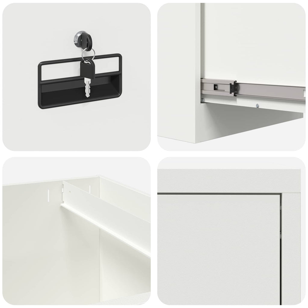 Aktenschrank 2 pcs Weiß 44 x 50 x 139 cm Kaltgewalzter Stahl