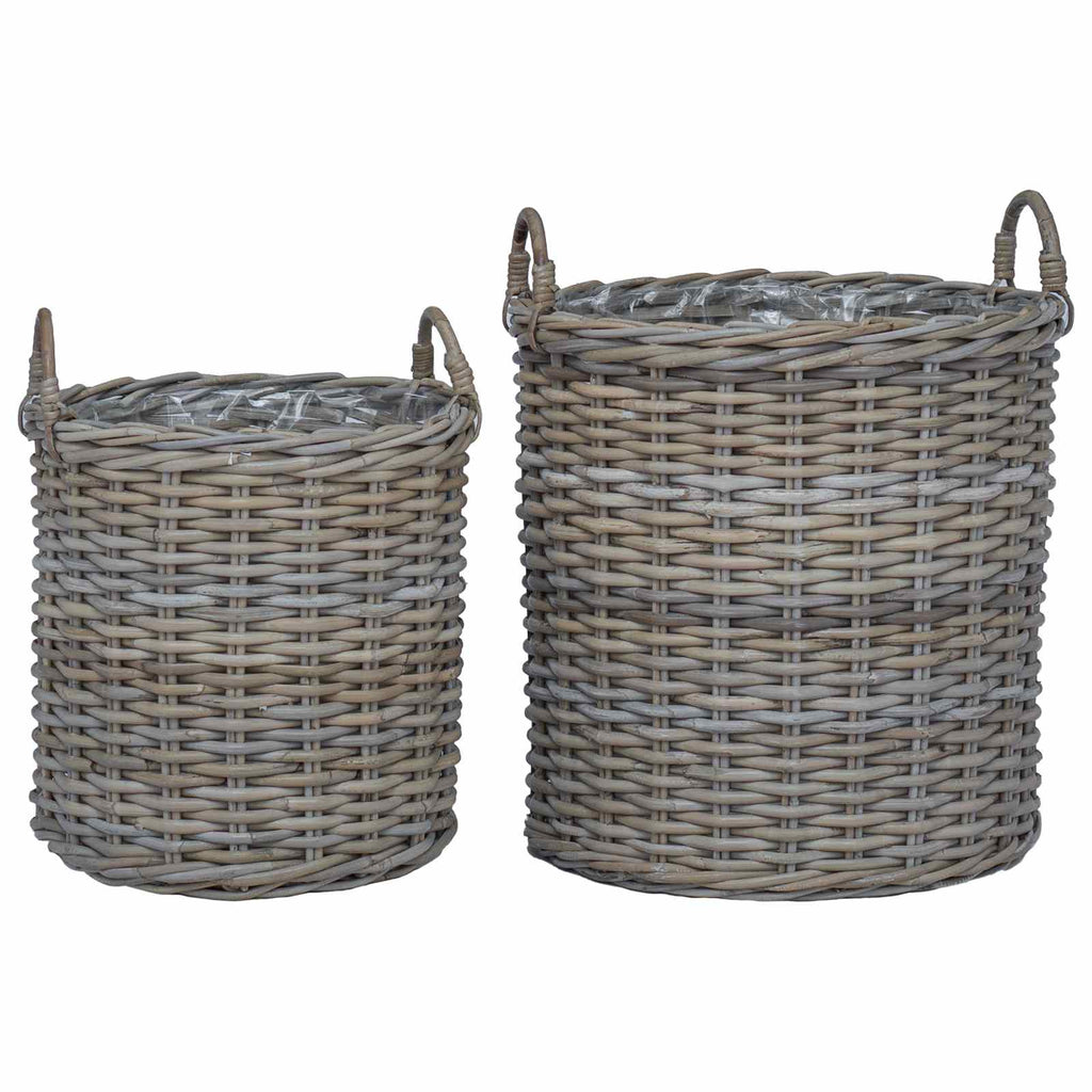 Blumentopf Körbchen mit Speicher 2 pcs Grau Lacak Rattan