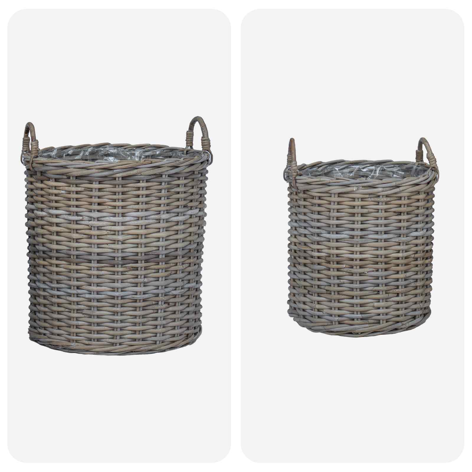 Blumentopf Körbchen mit Speicher 2 pcs Grau Lacak Rattan