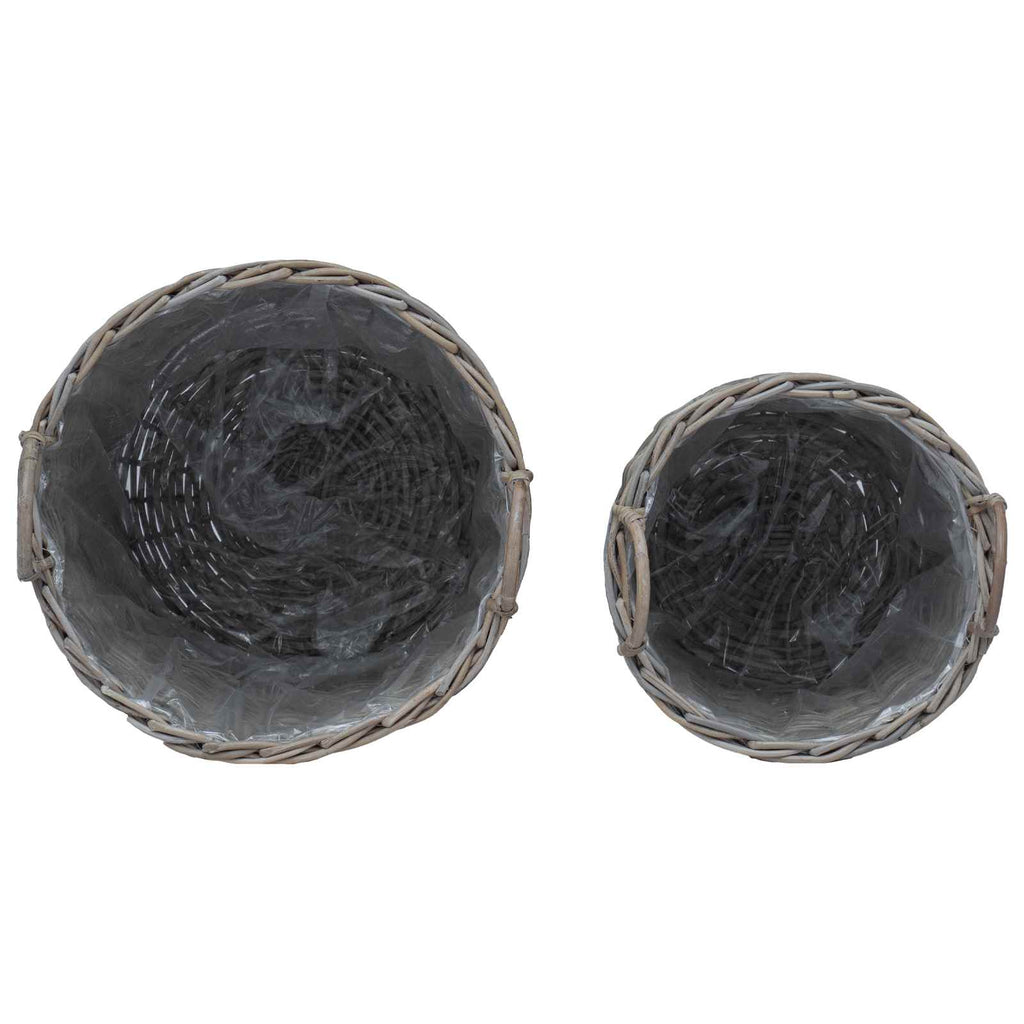 Blumentopf Körbchen mit Speicher 2 pcs Grau Lacak Rattan