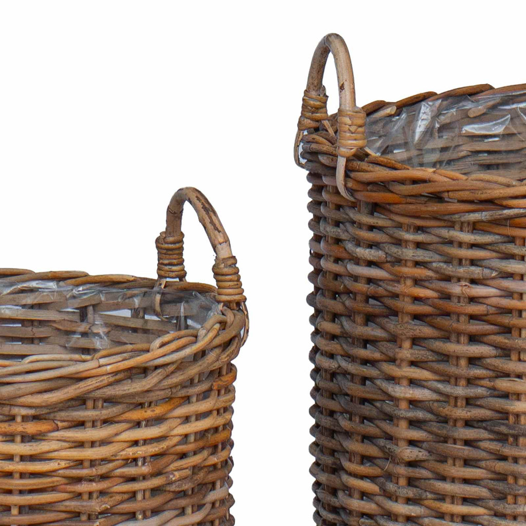 Blumentopf Körbchen mit Speicher 2 pcs Braun Lacak Rattan