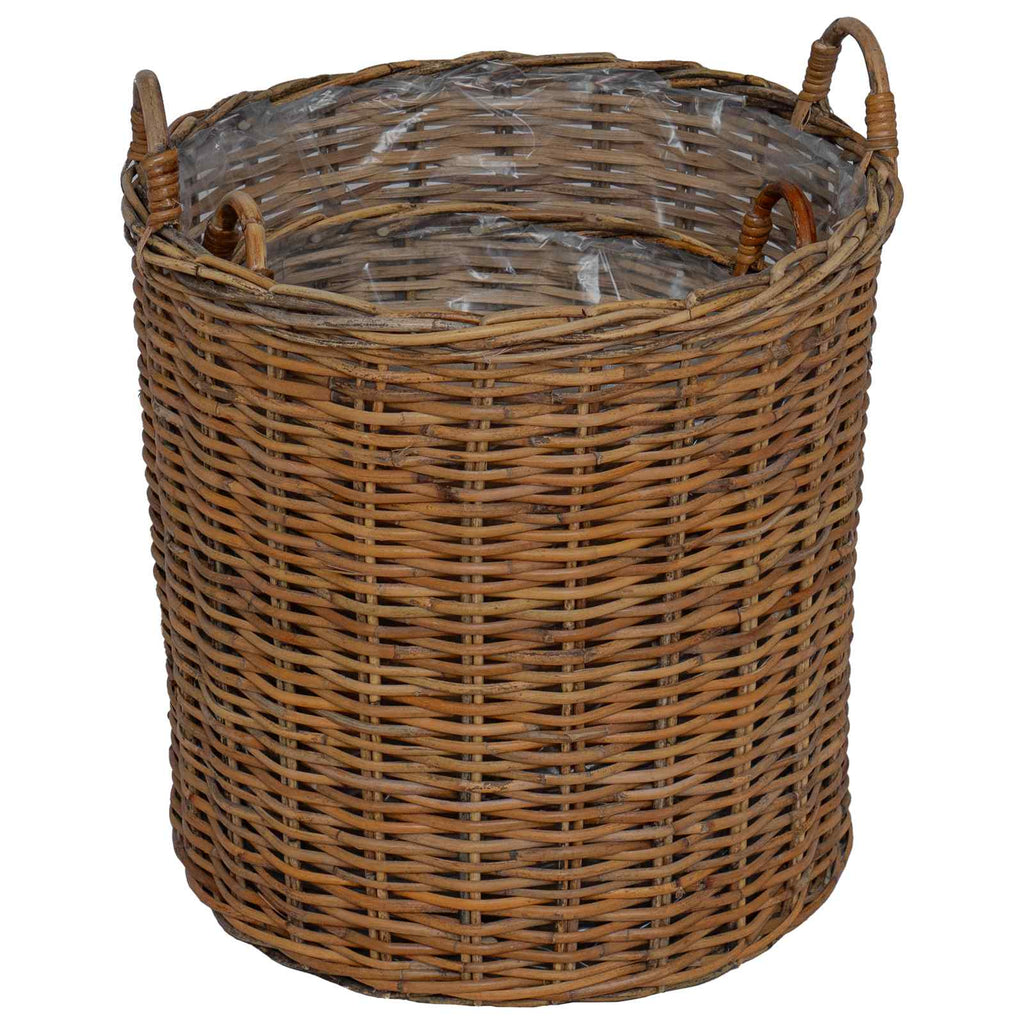 Blumentopf Körbchen mit Speicher 2 pcs Braun Lacak Rattan