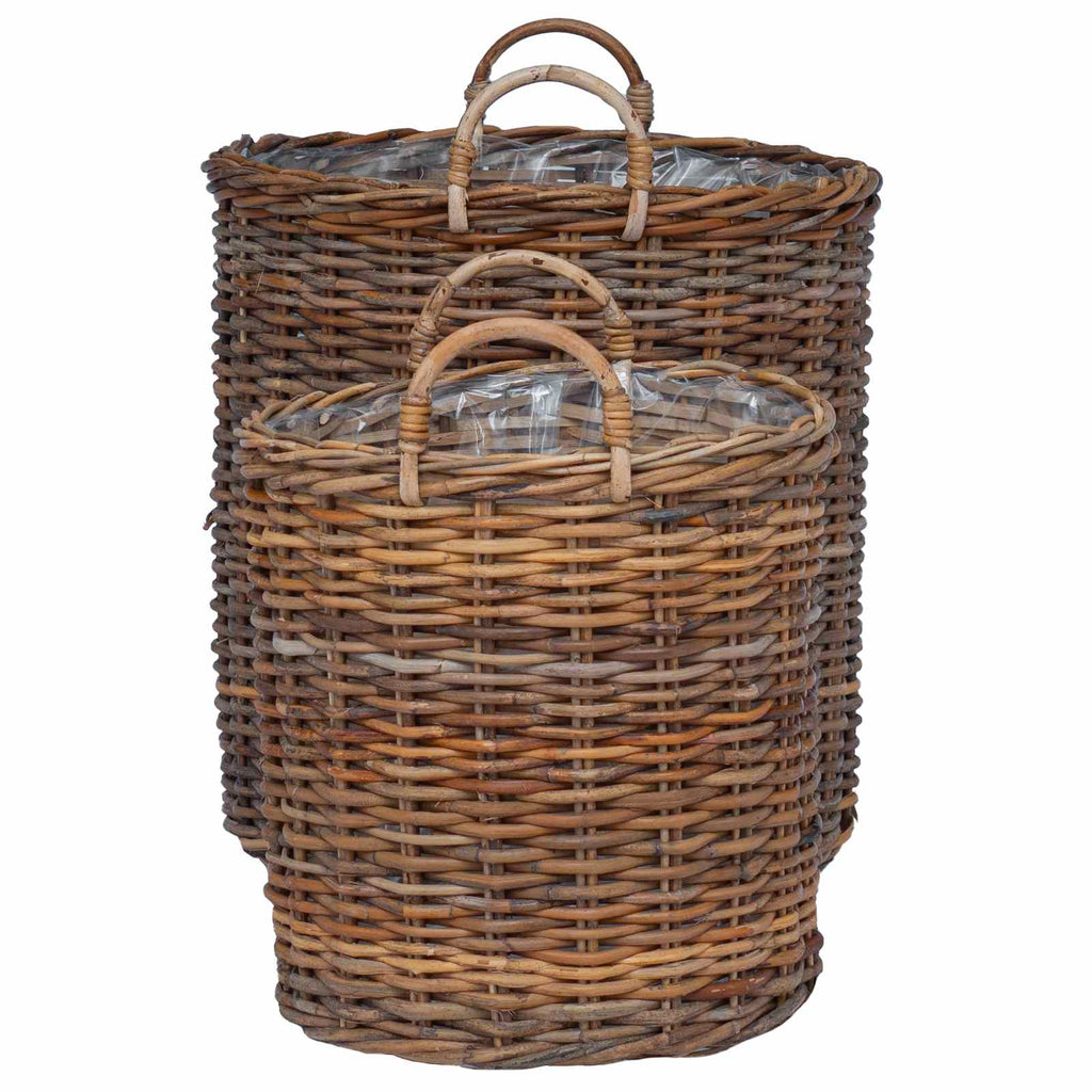 Blumentopf Körbchen mit Speicher 2 pcs Braun Lacak Rattan