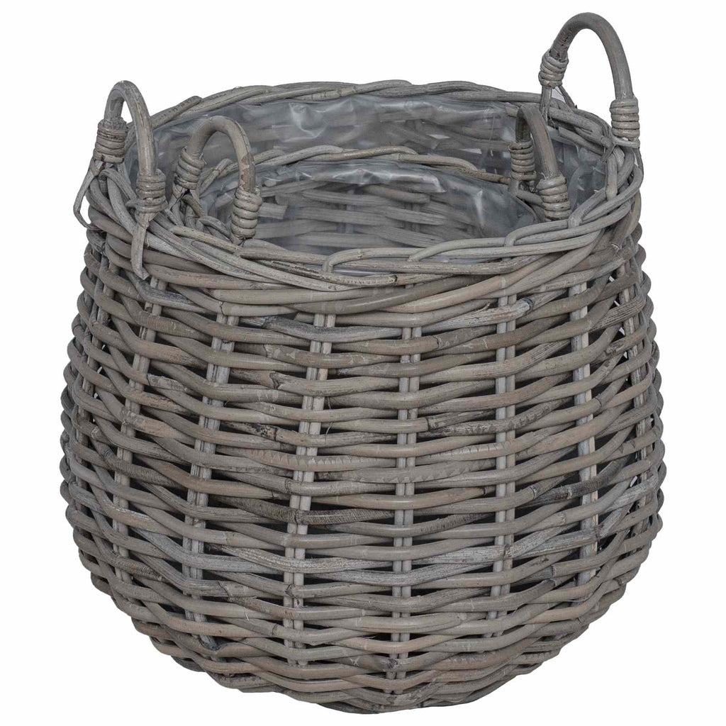 Blumentopf Körbchen mit Speicher 2 pcs Grau Lacak Rattan