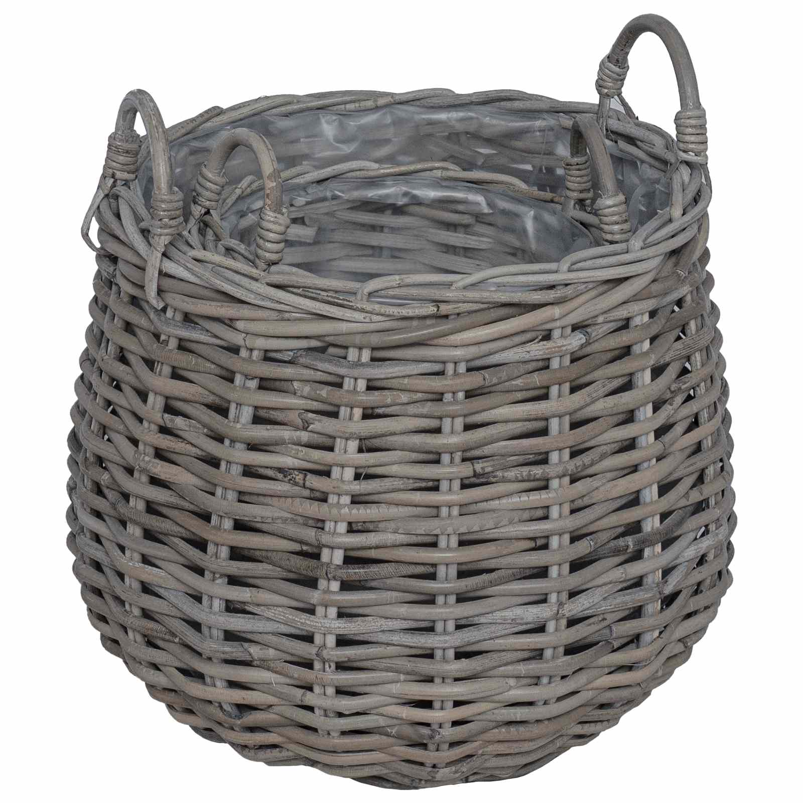 Blumentopf Körbchen mit Speicher 2 pcs Grau Lacak Rattan