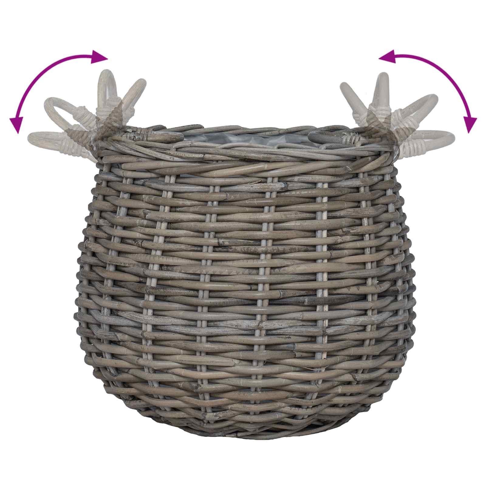 Blumentopf Körbchen mit Speicher 2 pcs Grau Lacak Rattan