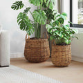 Blumentopf Körbchen mit Speicher 2 pcs Braun Lacak Rattan